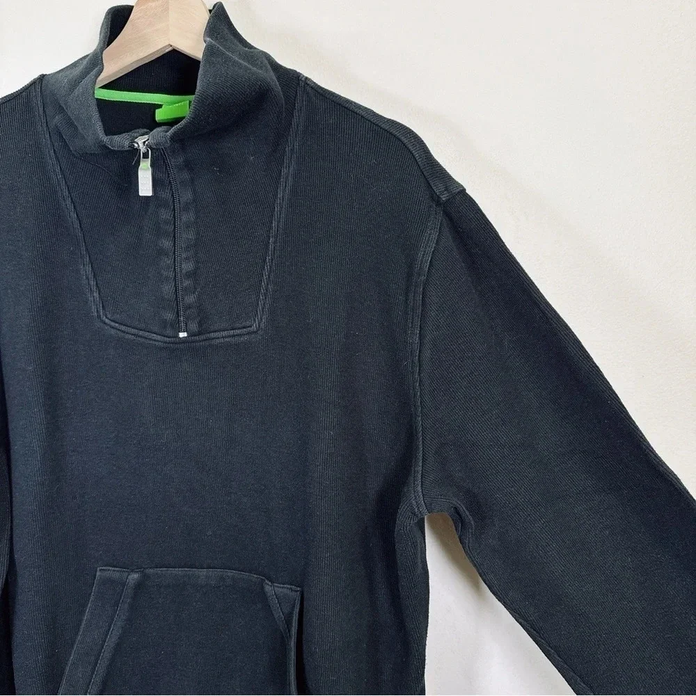 Hugo Boss Cotton Half Zip Ribbed Sweater